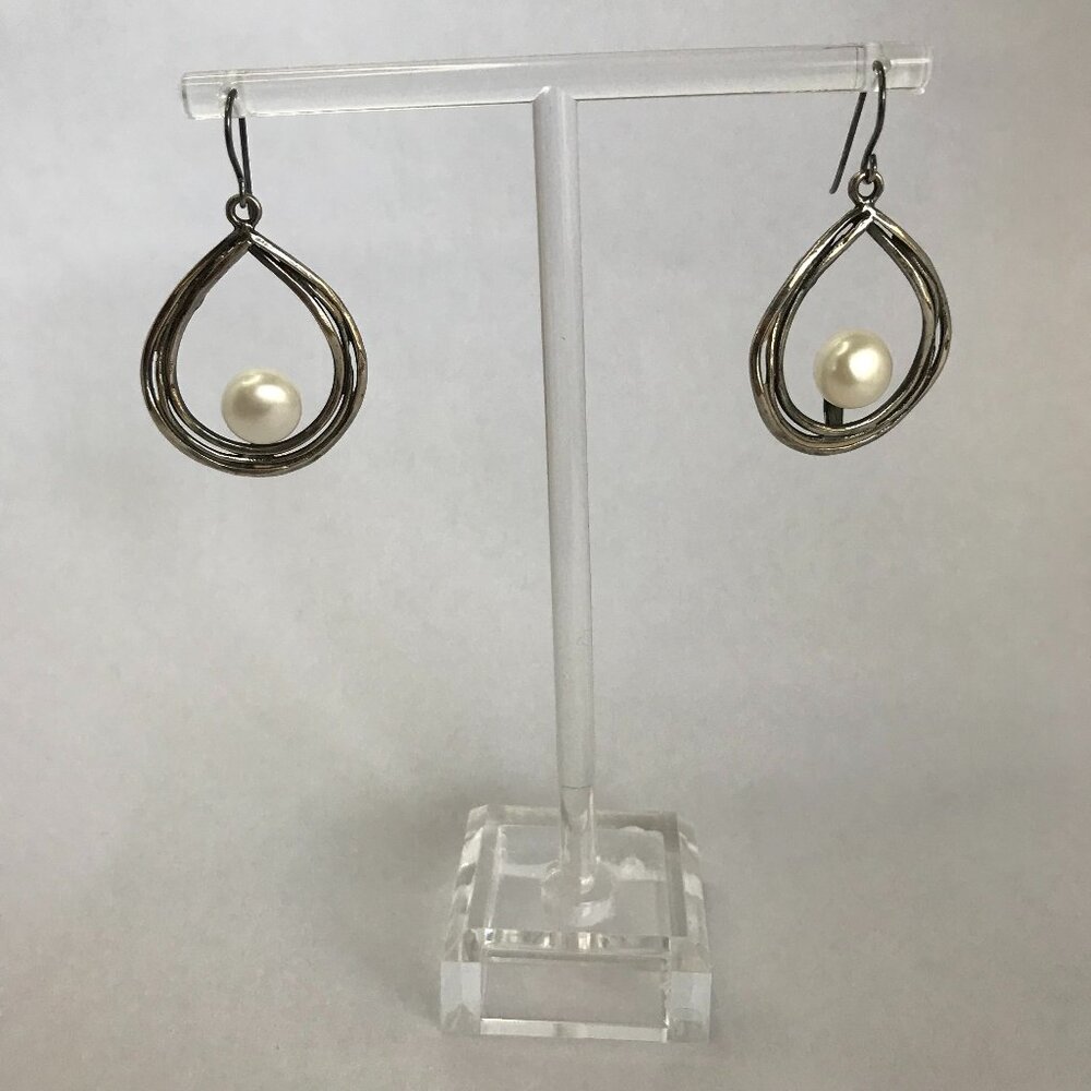 C&H Sterling Silver and Pearl Pierced Earrings